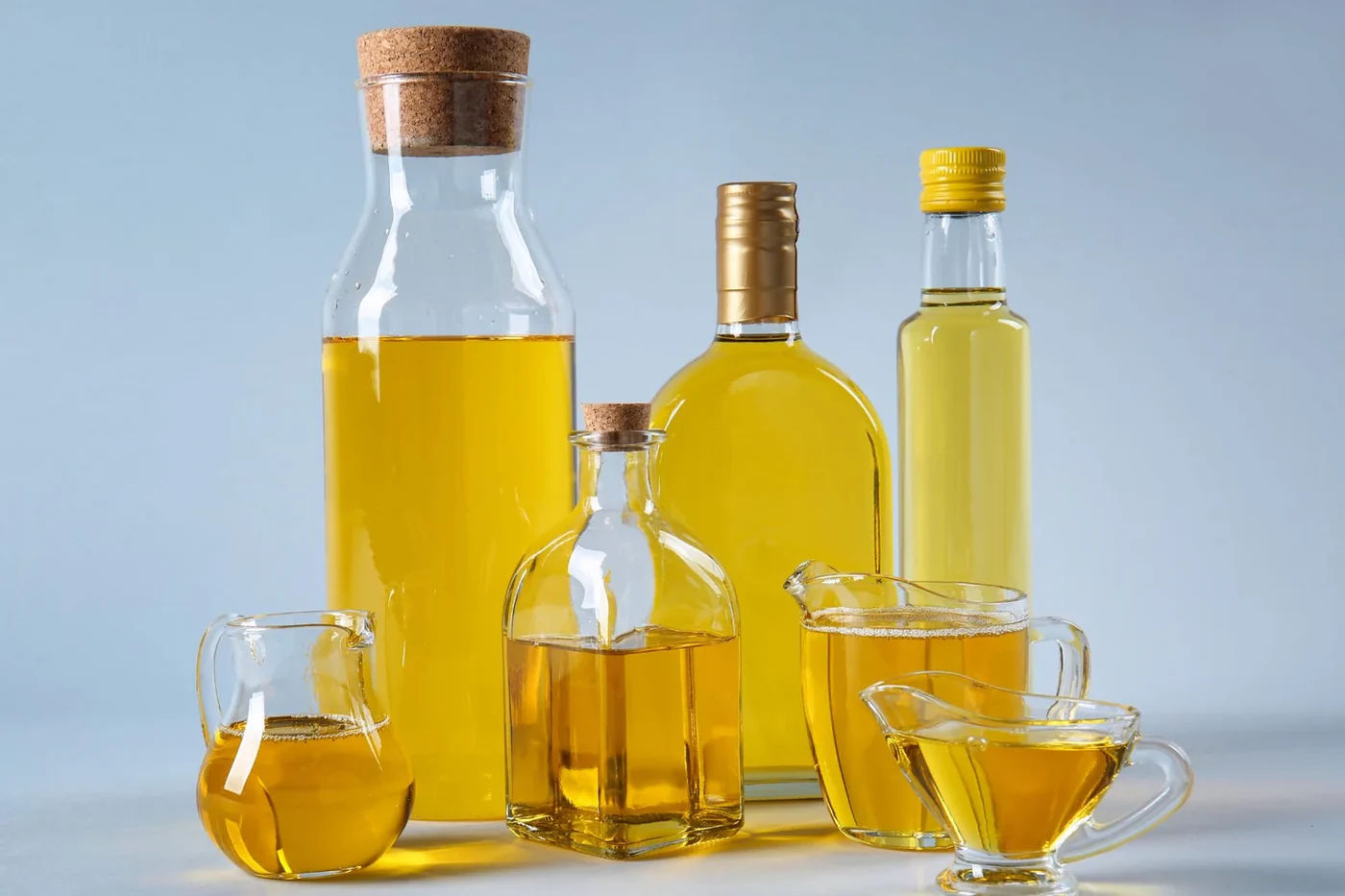 Cooking oils in glass bottles